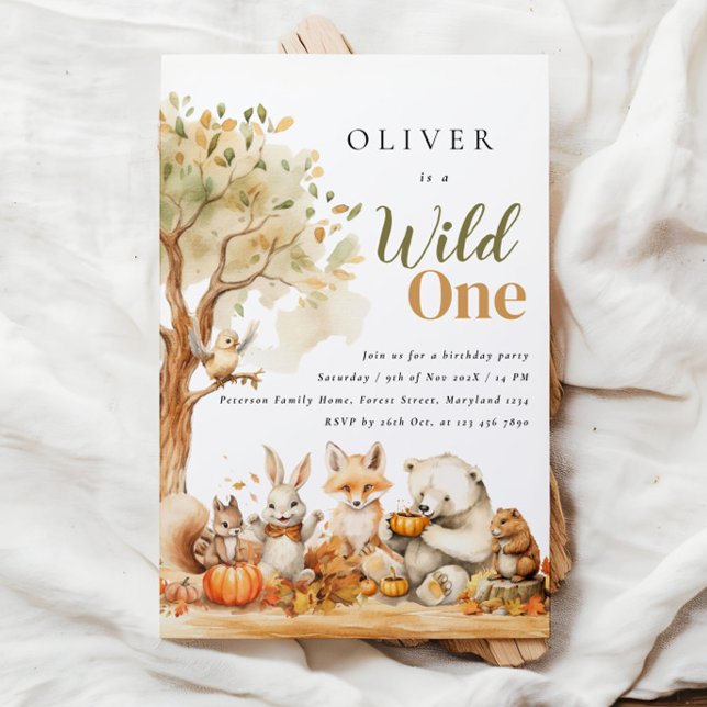 Convites Primeiro aniversario de Woodcolor Woodland (Criador carregado)