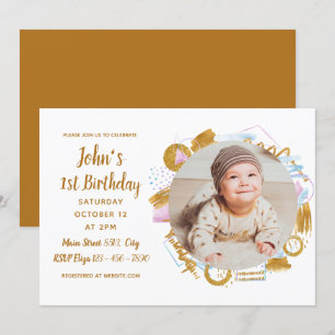 Convites primeiro aniversario - Delicar quadro de fotos do 