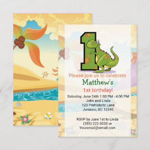 Convites Primeiro aniversario Dinossauro Personalizado