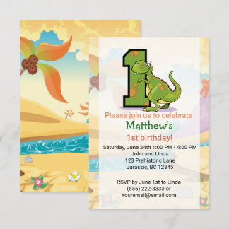 Convites Primeiro aniversario Dinossauro Personalizado