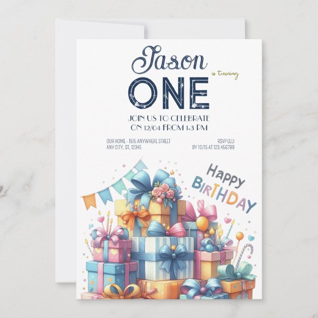 Convites Primeiro Aniversário Divertido do Bebê (Frente)