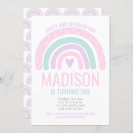Convites Primeiro Aniversário do Arco-Íris Moderno