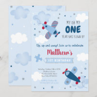 Primeiro Aniversário do Avião Cute Estende Nuvens