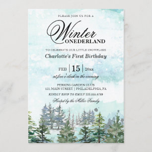 Convites Primeiro aniversário do bebê de inverno de Onede