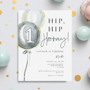 Convites Primeiro aniversário do Blue Balloons Boy