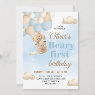 Convites Primeiro Aniversário do Blue Beary