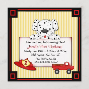 Convites Primeiro aniversário do bombeiro pequeno