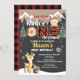 Convites Primeiro aniversário do bosque de inverno Onederla