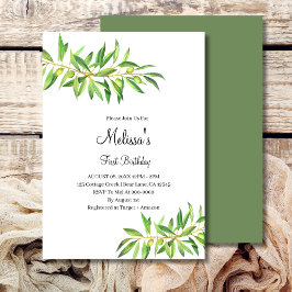 Convites Primeiro Aniversário do Branqueamento de Oliva Mod