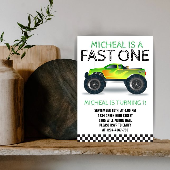 Convites Primeiro Aniversário do Caminhão do Monstro Verde  (Criador carregado)