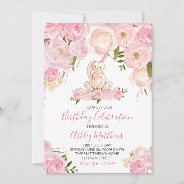 Convites primeiro aniversário do coelhinho da Páscoa, algum (Frente)