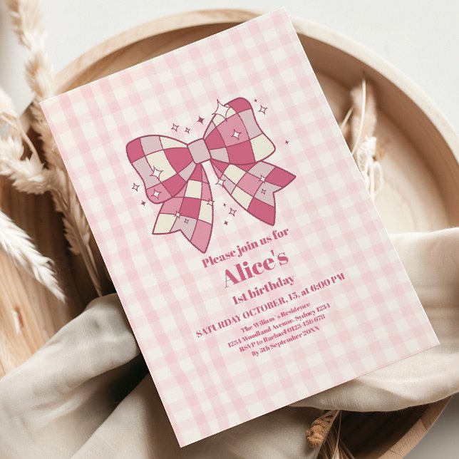 Convites Primeiro aniversario do coquete do Arco rosa-claro (Criador carregado)