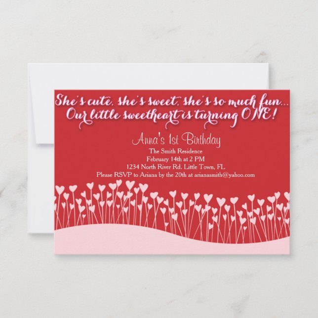 Convites Primeiro aniversário do Dia de os namorados (Frente)