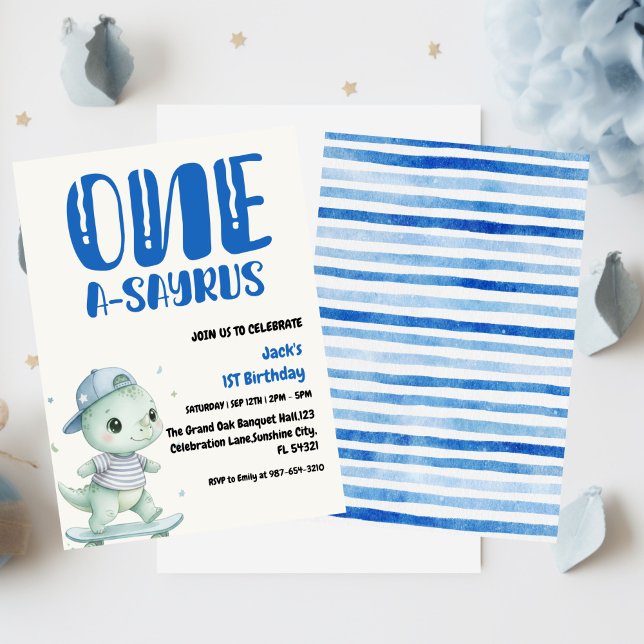 Convites Primeiro Aniversário do Dinossauro, rua Dinos 1 (Criador carregado)