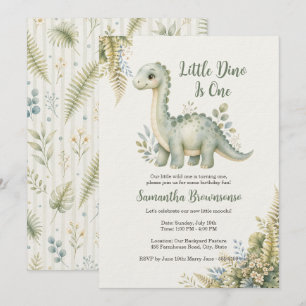 Convites Primeiro Aniversário do Dinossauro Samambaia