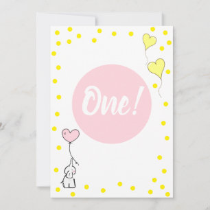 Convites Primeiro Aniversário do Elefante e Balões do Coraç