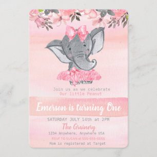 Convites Primeiro aniversário do Elefante Rosa, Meninas de