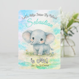 Convites Primeiro Aniversário do Elefante Vamos Fazer Muito