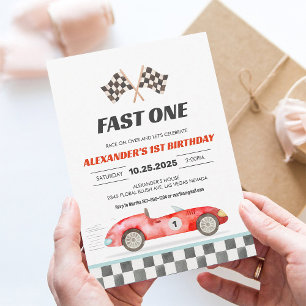 Convites Primeiro Aniversário do Fast One Racing Car