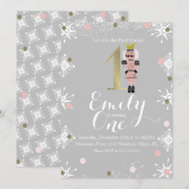 Convites Primeiro Aniversário do Feriado Nutcracker Snowfla
