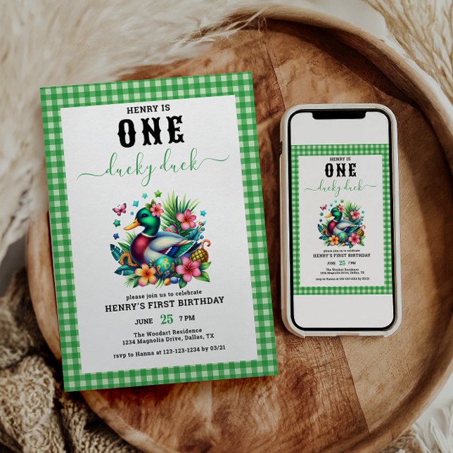 Convites primeiro aniversario do Garoto do Pato Sortudo Ver (Criador carregado)
