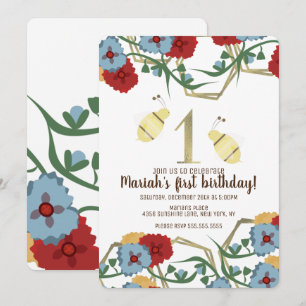 Convites Primeiro Aniversário do Jardim das Abelhas e Flor