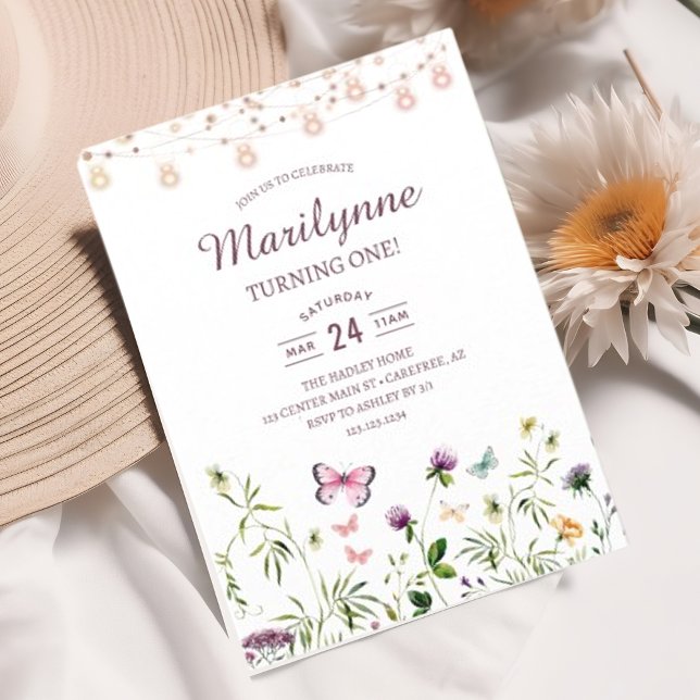 Convites Primeiro aniversario do Jardim de Flores Selvagens (Criador carregado)