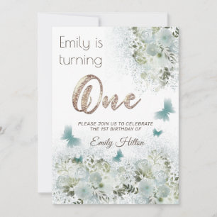 Convites Primeiro aniversário do jardim floral da borboleta