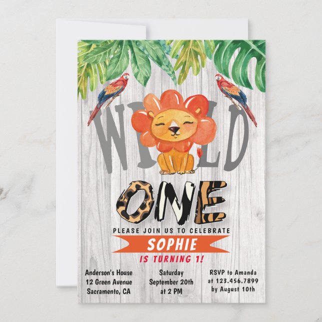 Convites primeiro aniversario do Leão Safari das Garotas Se (Frente)
