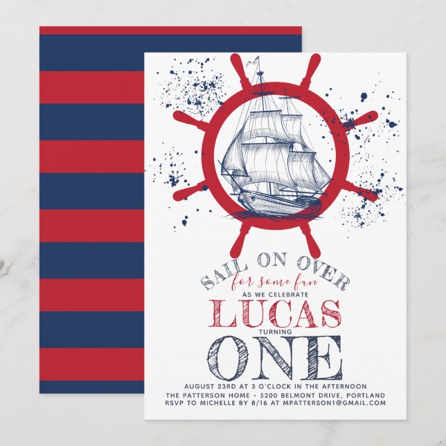 Convites Primeiro Aniversário do Marinheiro Náutico (Frente/Verso)