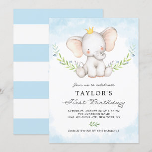 Convites Primeiro aniversário do menino bonito do elefante