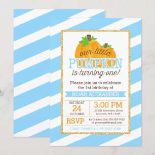 Convites Primeiro Aniversário do Menino Dourado Azul