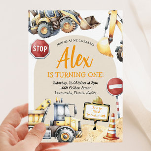 Convites Primeiro Aniversário do Modern Construction Boy