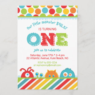 Convites Primeiro Aniversário do Monstro Bonito 1 rua