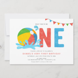 Convites Primeiro Aniversário do Partido da Piscina Minimal