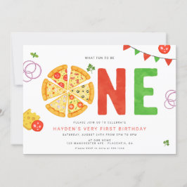 Convites Primeiro Aniversário do Partido da Pizza Minimalis