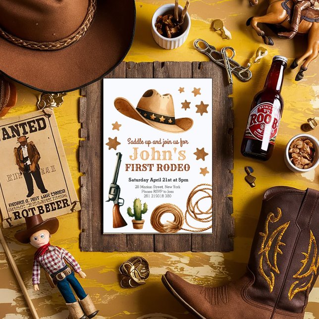 Convites Primeiro aniversario do Primeiro Rodeio Cowboy (Criador carregado)