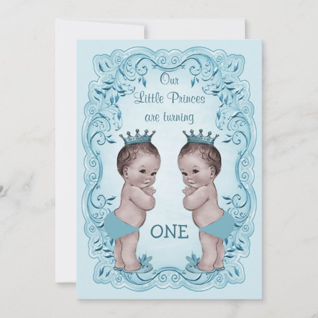 Convites Primeiro aniversario do príncipe Menino Gêmeo (Frente)