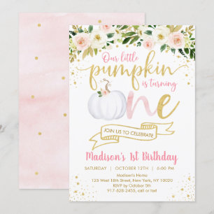 Convites Primeiro Aniversário do Pumpkin Rosa