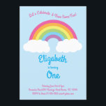 Convites primeiro aniversario do Rainbow Pastel Cute Kids F<br><div class="desc">Celebre seus pequenos aniversários com um convite para o tema do arco-íris.  Um tema de arco-íris e nuvens pastel faz uma festa de primeiro aniversario bonita,  divertida e festiva para qualquer criança!  Perfeito com rosa para garotas!</div>
