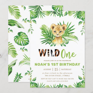 Convites primeiro aniversario do Rapaz Selvagem Safari Gree