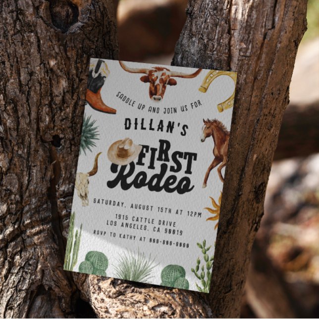 Convites Primeiro aniversário do Rodeo Cowboy (Criador carregado)