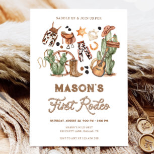 Convites Primeiro Aniversário do Rodeo Cowboy Selvagem Oest