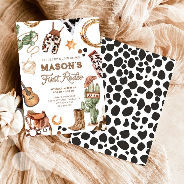 Convites Primeiro Aniversário do Rodeo Cowboy Selvagem Oest (Criador carregado)