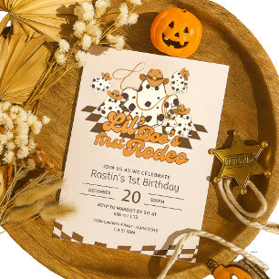 Convites Primeiro aniversário do Rodeo do Halloween do Cowb