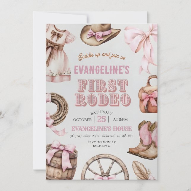 Convites Primeiro Aniversário do Rodeo Rosa Pessoal (Frente)