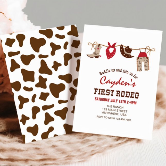 Convites Primeiro Aniversário do Rodeo Western Cowboy (Criador carregado)