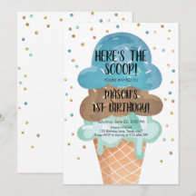 Primeiro Aniversário do sorvete Cone Confetti