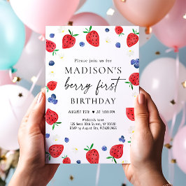 Convites Primeiro Aniversário do Strawberry Blueberry Berry