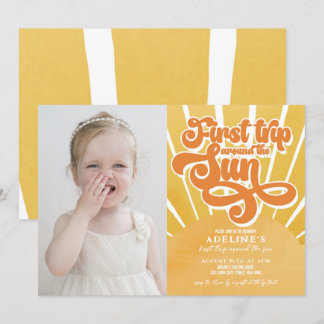 Convites Primeiro Aniversário do Sunshine Orange Boho Cute 